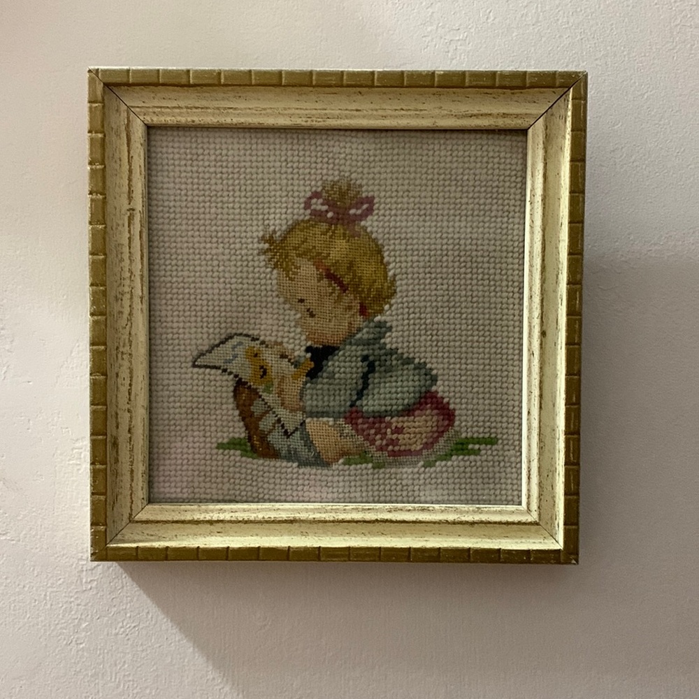 Vintage Needlepoint framed wall art